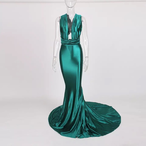 Green Floor Length Evening Dress - Picture 4 of 7